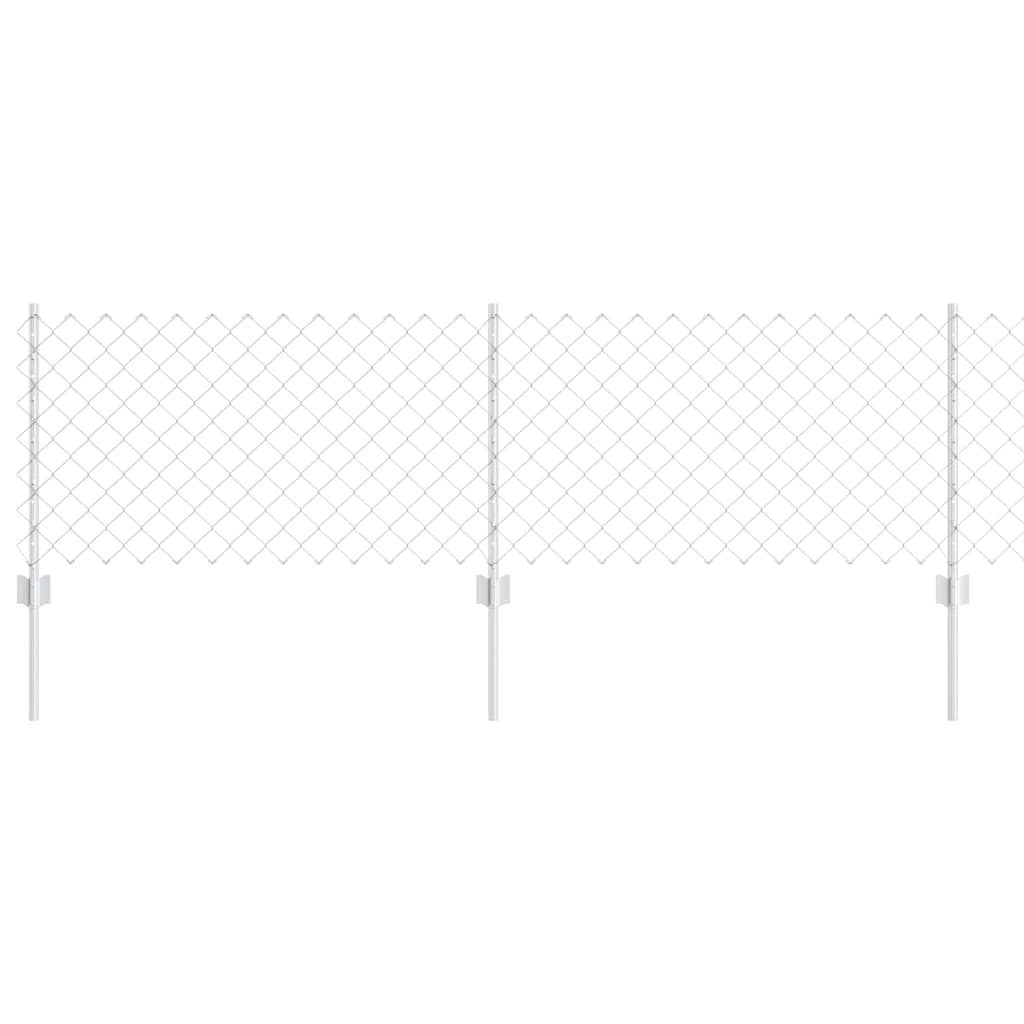 Kæde-link hegn med stolpe 10 x 0,6 m Galvaniseret stål Sølv