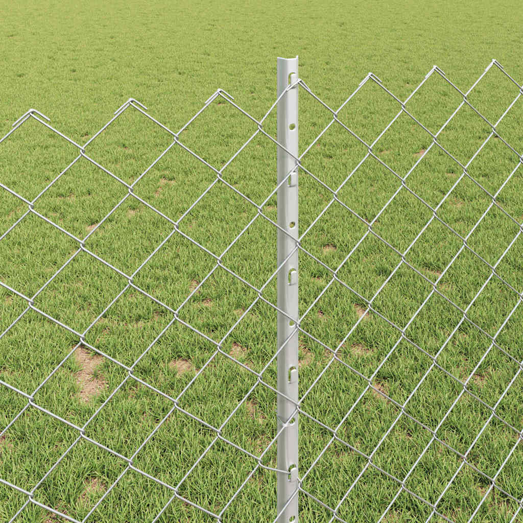 Kæde-link hegn med stolpe 10 x 1 m Galvaniseret stål Sølv Mesh