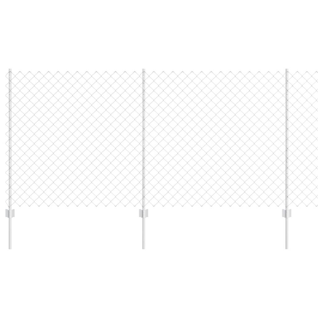 Kæde-link hegn med stolpe 10 x 1,2 m Galvaniseret stål Sølv