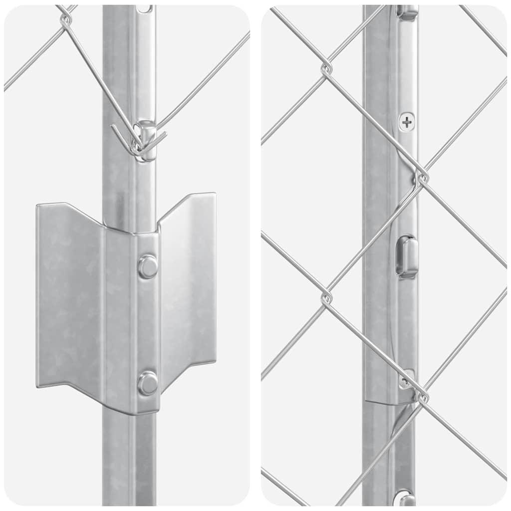 Kæde-link hegn med stolpe 10 x 1,4 m Galvaniseret stål Sølv