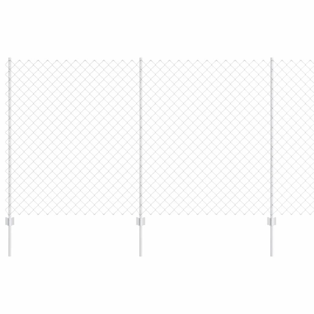 Kæde-link hegn med stolpe 10 x 1,4 m Galvaniseret stål Sølv