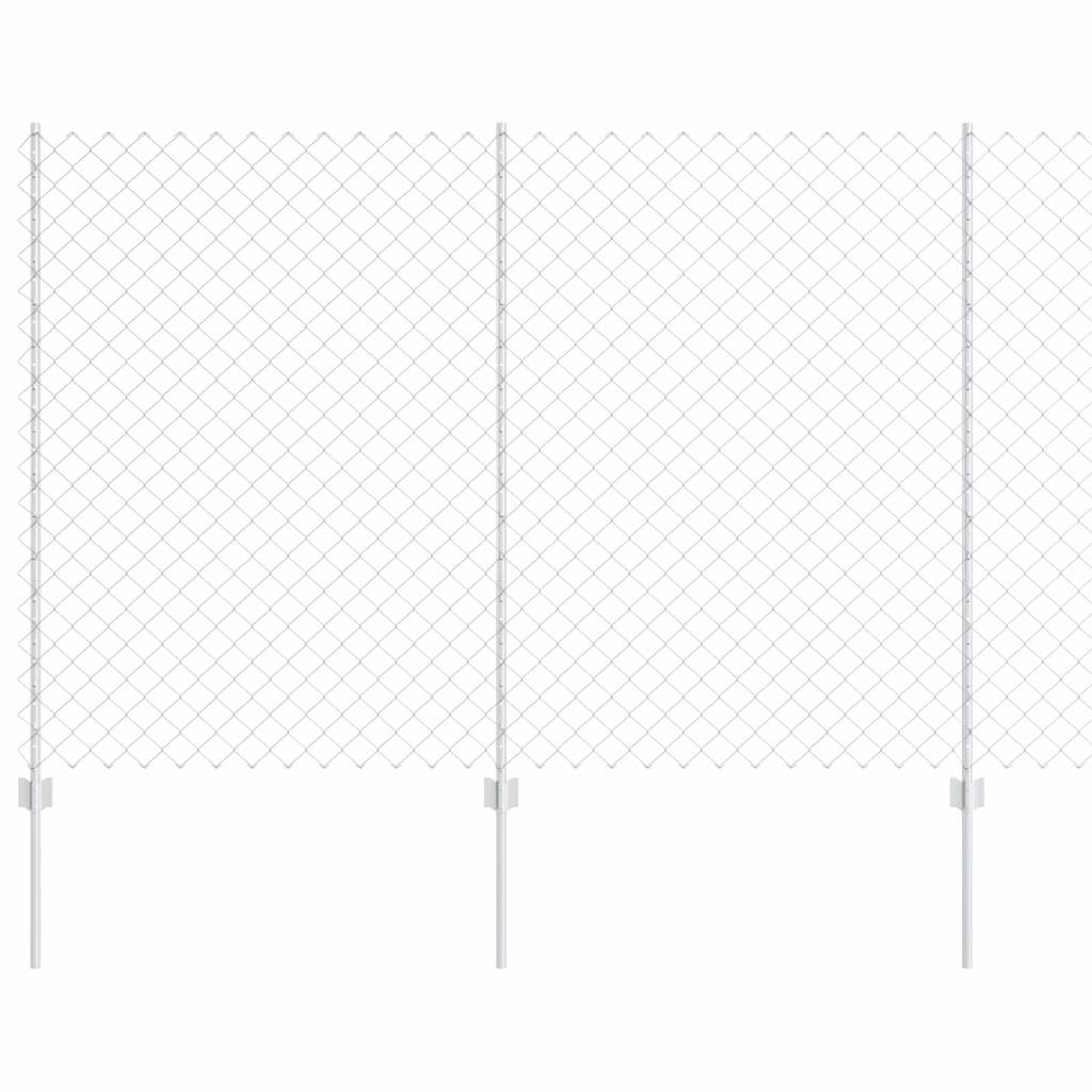 Kæde-link hegn med stolpe 10 x 1,6 m Galvaniseret stål Sølv