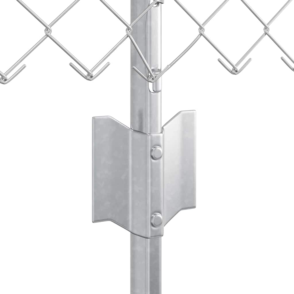 Kæde-link hegn med stolpe 25 x 0,4 m Galvaniseret stål Sølv