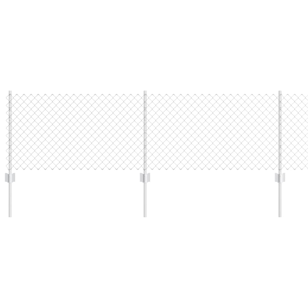 Kæde-link hegn med stolpe 25 x 0,6 m Galvaniseret stål Sølv