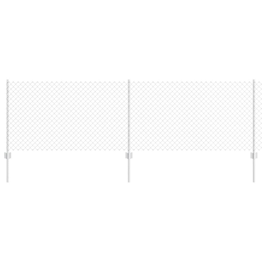 Kæde-link hegn med stolpe 25 x 0,8 m Galvaniseret stål Sølv