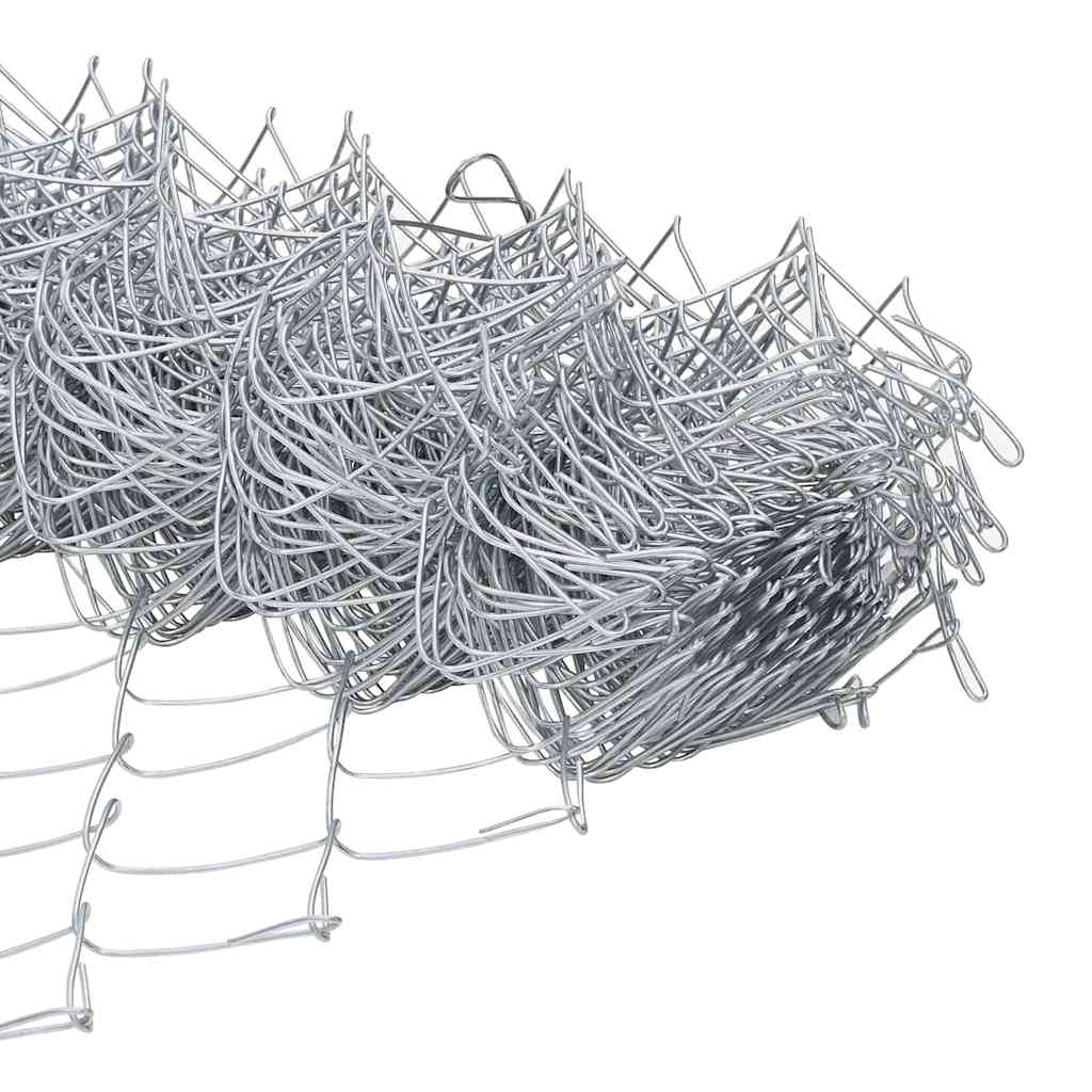 Kæde-link hegn med stolpe 25 x 0,4 m Galvaniseret stål Sølv