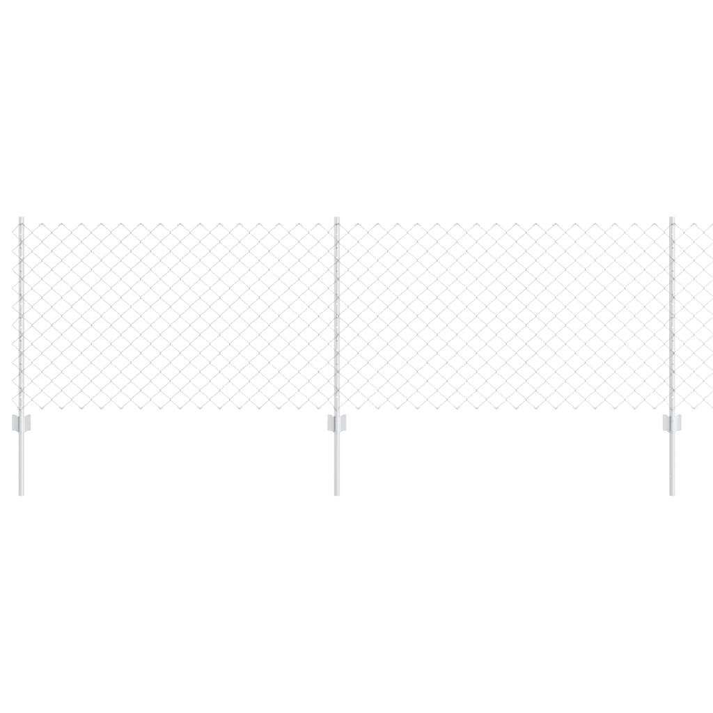 Kæde-link hegn med stolpe 25 x 0,8 m Galvaniseret stål Sølv