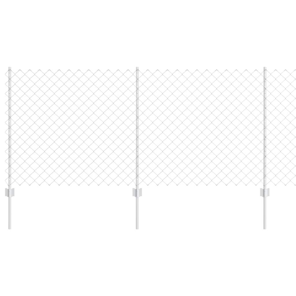 Kæde-link hegn med stolpe 25 x 1 m Galvaniseret stål Sølv Mesh