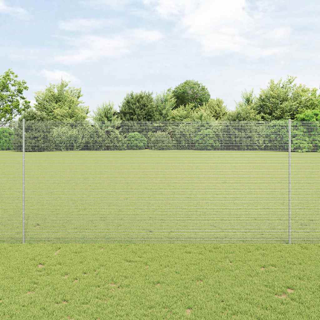 Svejsede trådhegn med stolper 25 x 1,4 m Galvaniseret stål Sølv