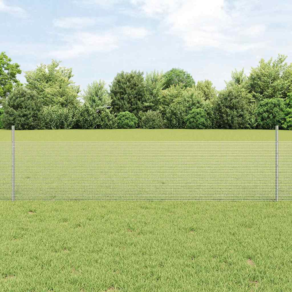 Svejsede trådhegn med stolper 50 x 0,5 m Galvaniseret stål Sølv