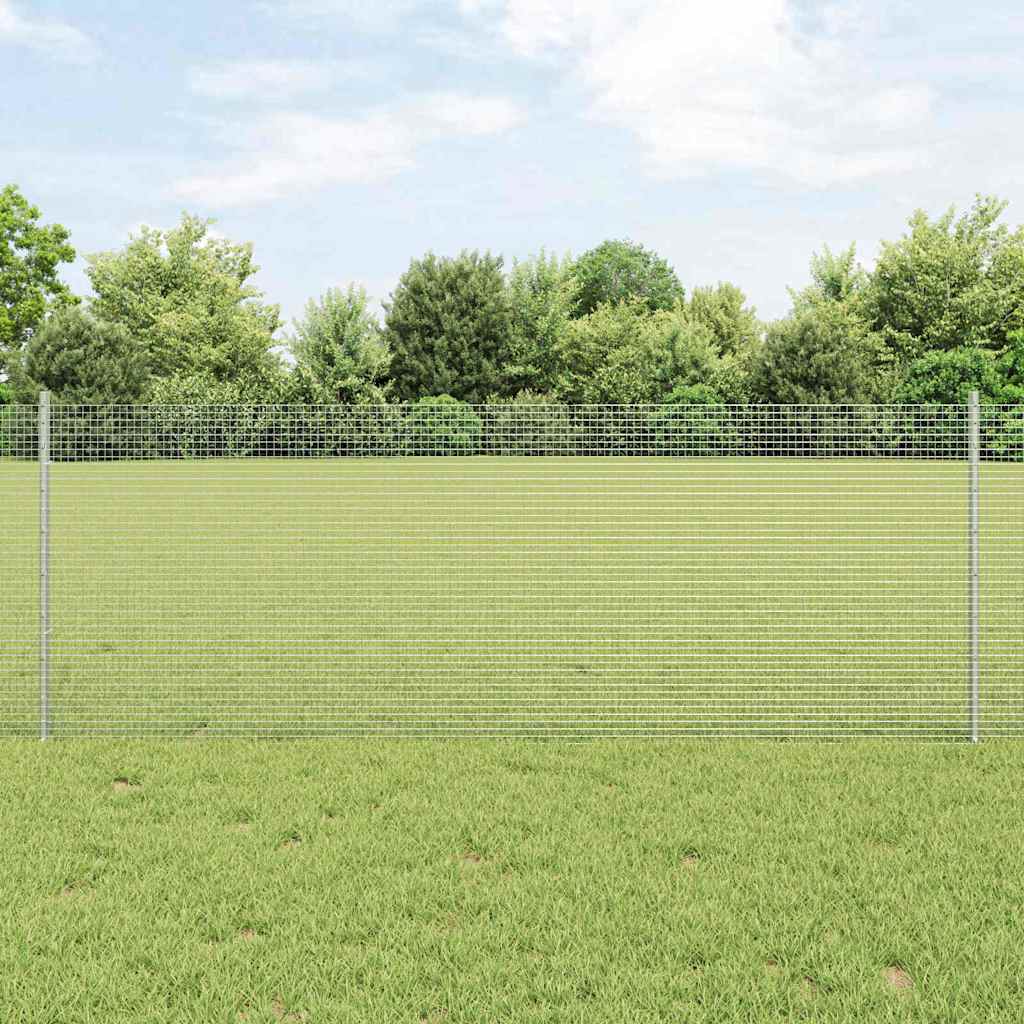Svejsede trådhegn med stolper 50 x 0,8 m Galvaniseret stål Sølv