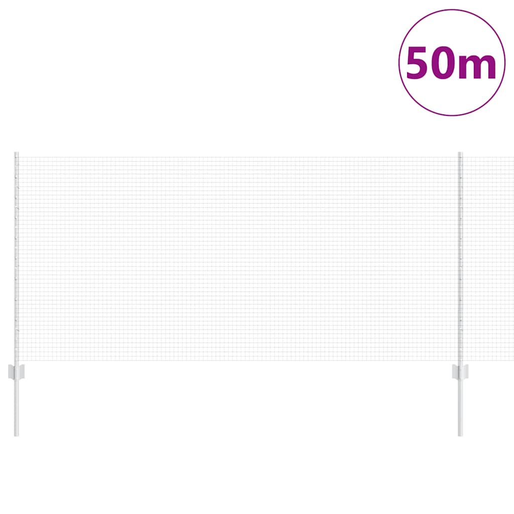 Svejsede trådhegn med stolper 50 x 1 m Galvaniseret stål Sølv