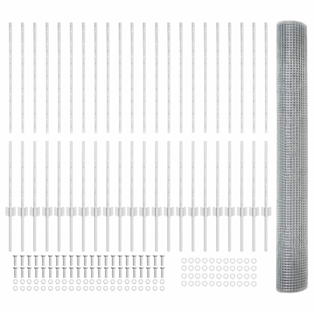 Svejsede trådhegn med stolper 50 x 1,2 m Galvaniseret stål Sølv