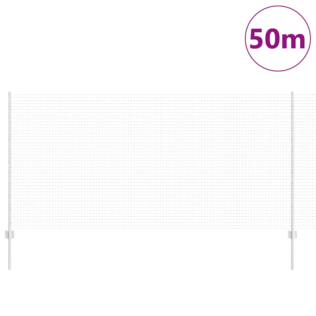 Svejsede trådhegn med stolper 50 x 1,2 m Galvaniseret stål Sølv