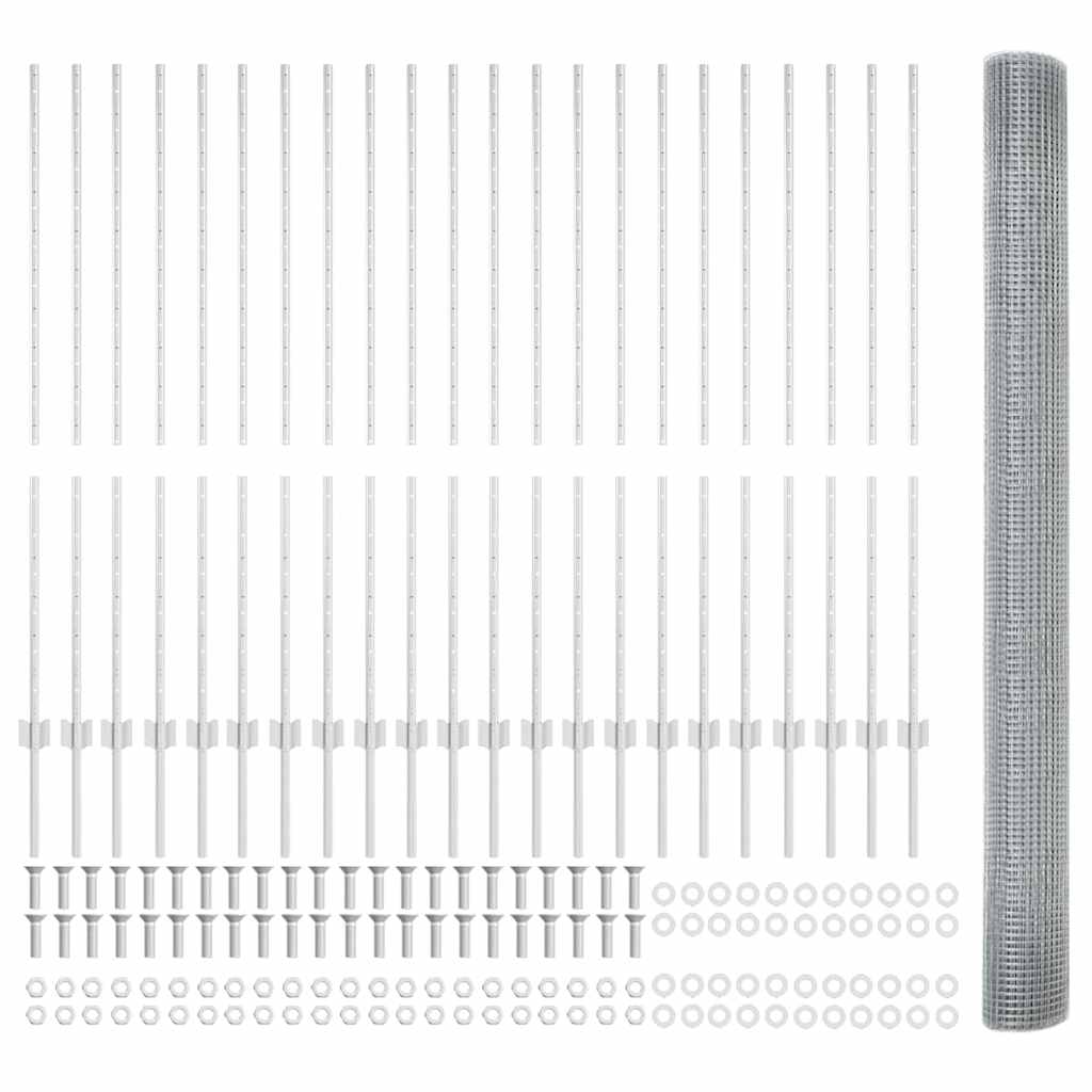 Svejsede trådhegn med stolper 50 x 1,4 m Galvaniseret stål Sølv