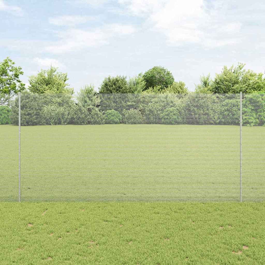 Svejsede trådhegn med stolper 50 x 1,5 m Galvaniseret stål Sølv