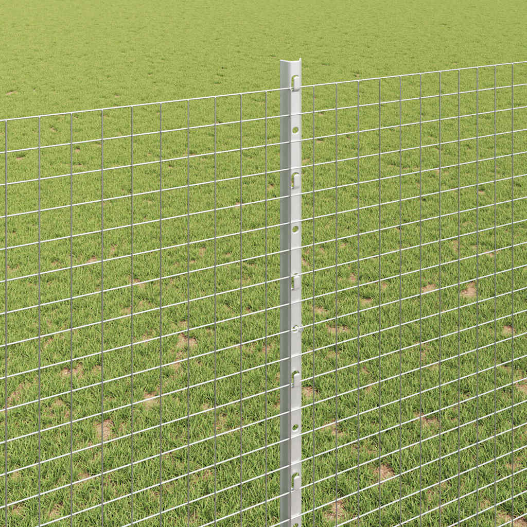 Svejsede trådhegn med stolper 50 x 1,5 m Galvaniseret stål Sølv