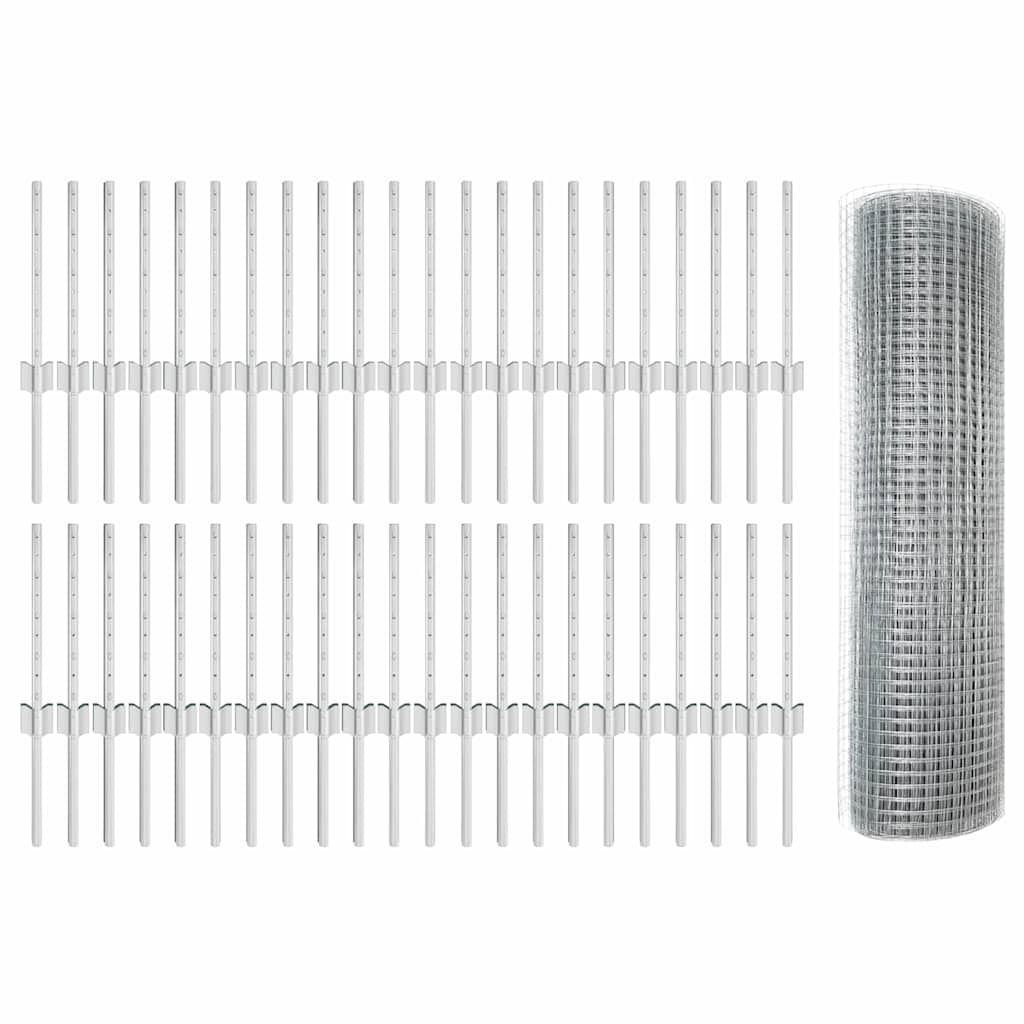 Svejsede trådhegn med stolper 100 x 0,4 m Galvaniseret stål