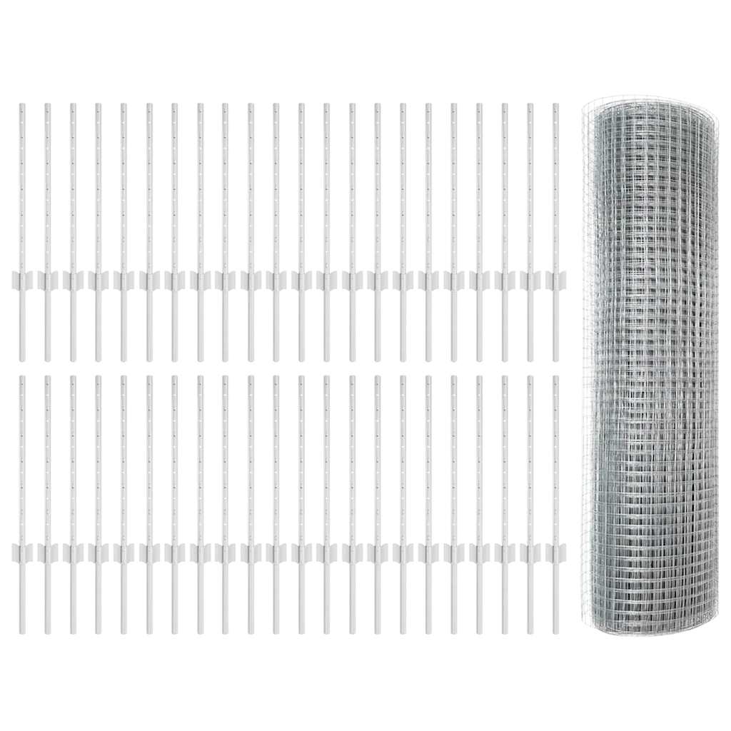 Svejsede trådhegn med stolper 100 x 0,6 m Galvaniseret stål