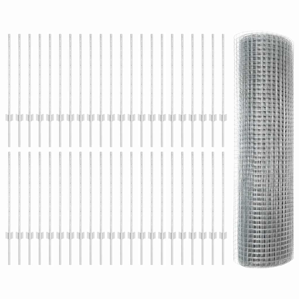 Svejsede trådhegn med stolper 100 x 0,8 m Galvaniseret stål