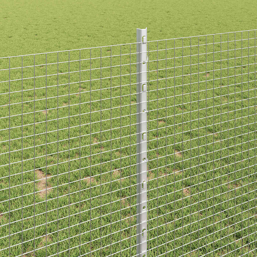 Svejsede trådhegn med stolper 100 x 1 m Galvaniseret stål Sølv