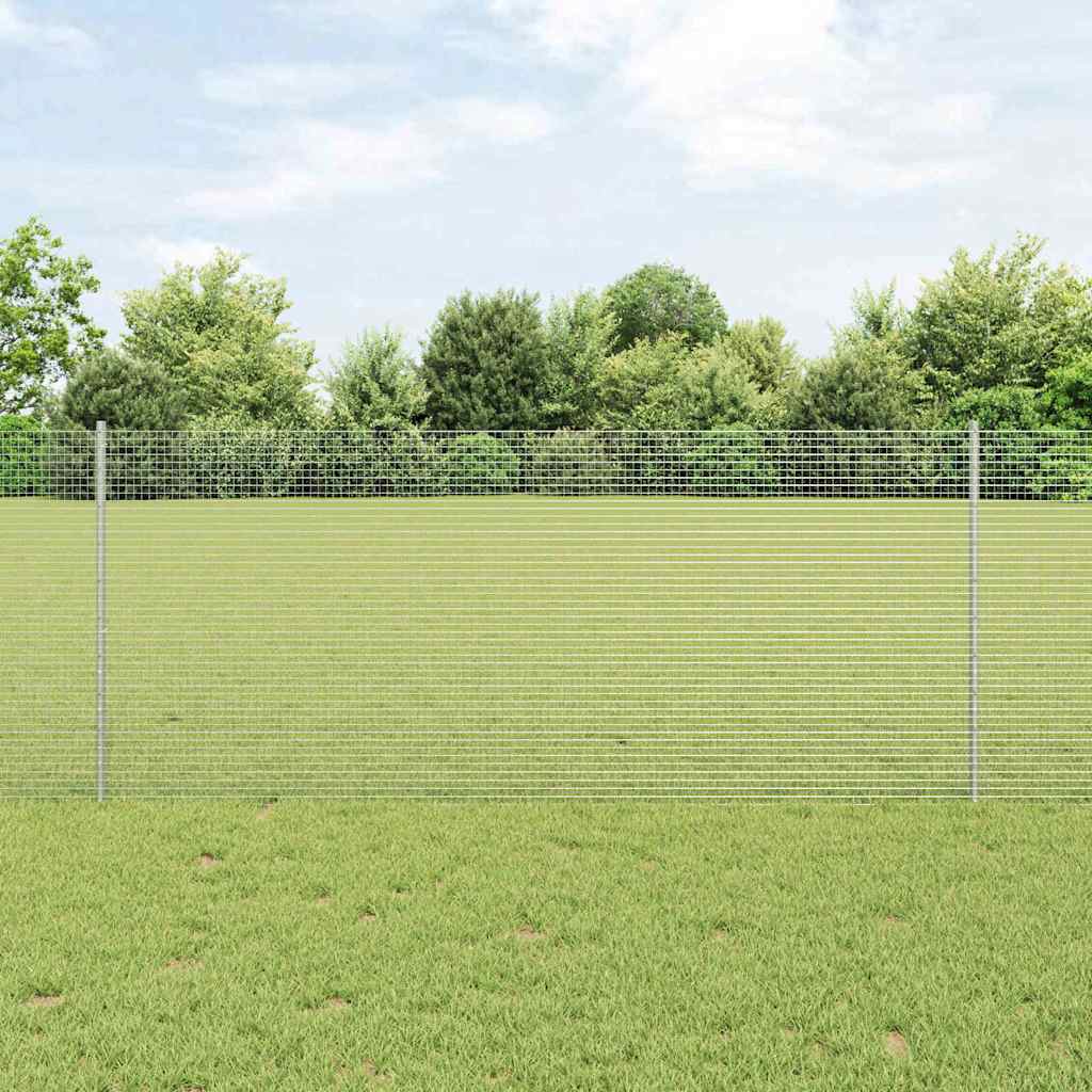 Svejsede trådhegn med stolper 100 x 1 m Galvaniseret stål Sølv