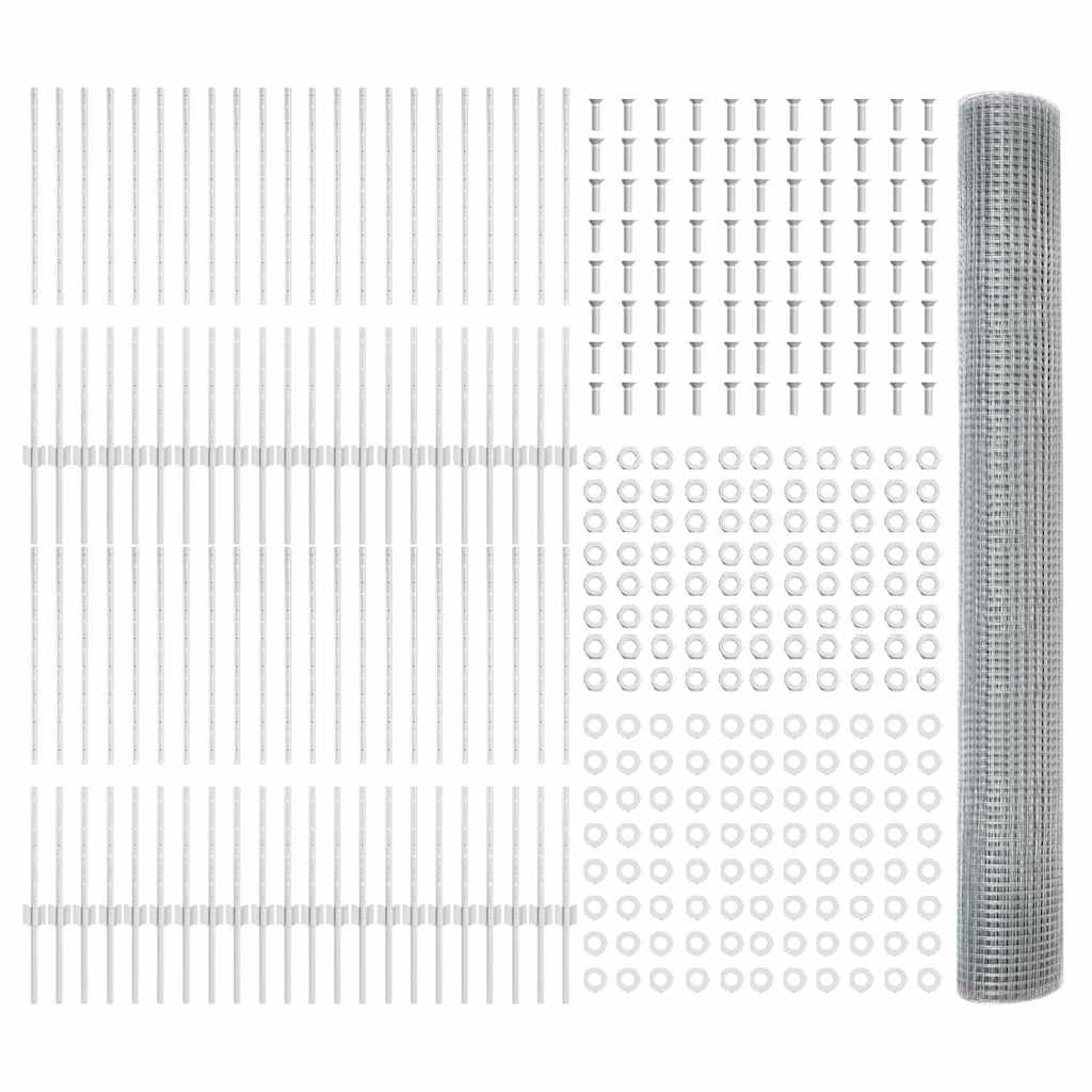 Svejsede trådhegn med stolper 100 x 1 m Galvaniseret stål Sølv