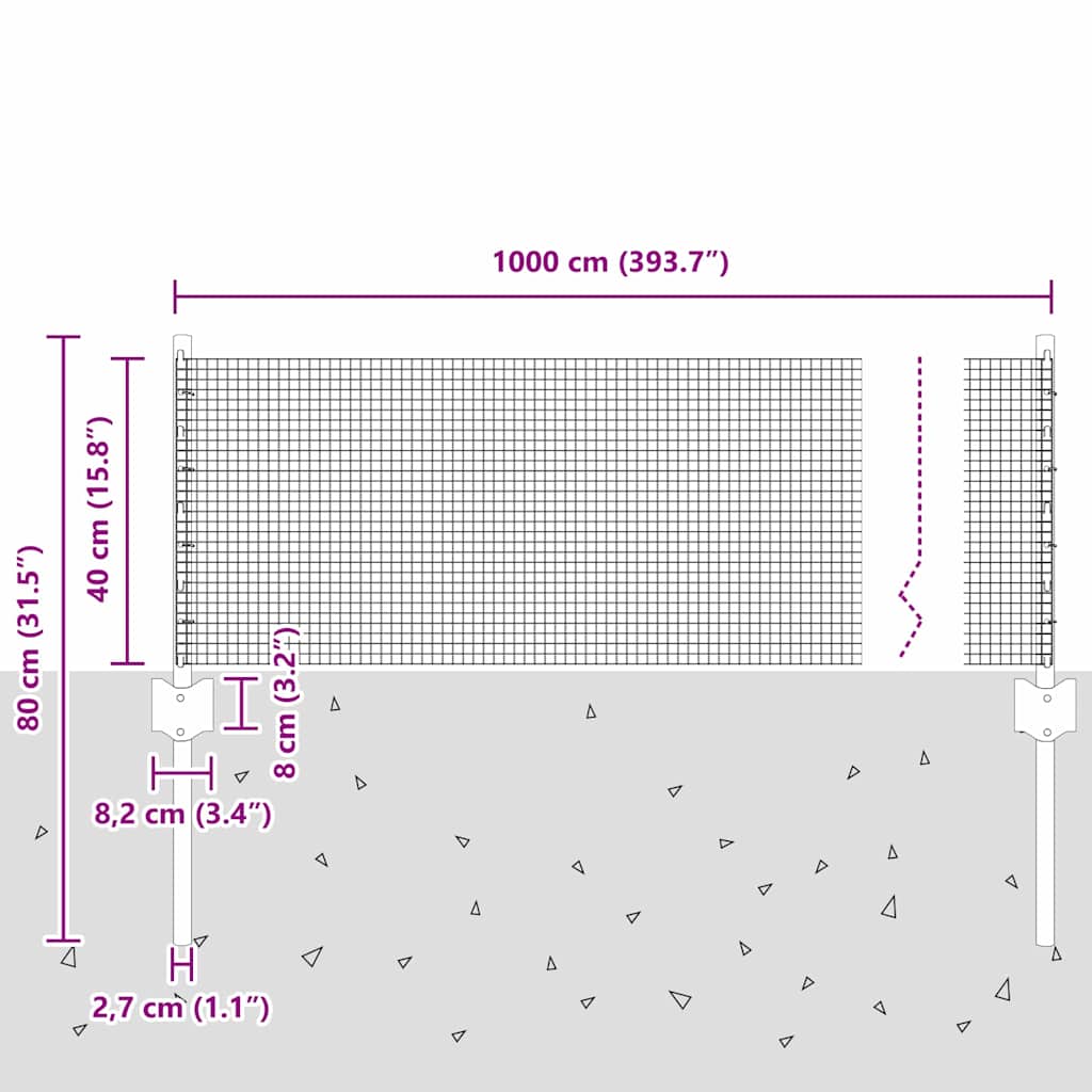 Svejsede trådhegn med stolper 10 x 0,4 m PVC-belagt stål Grøn