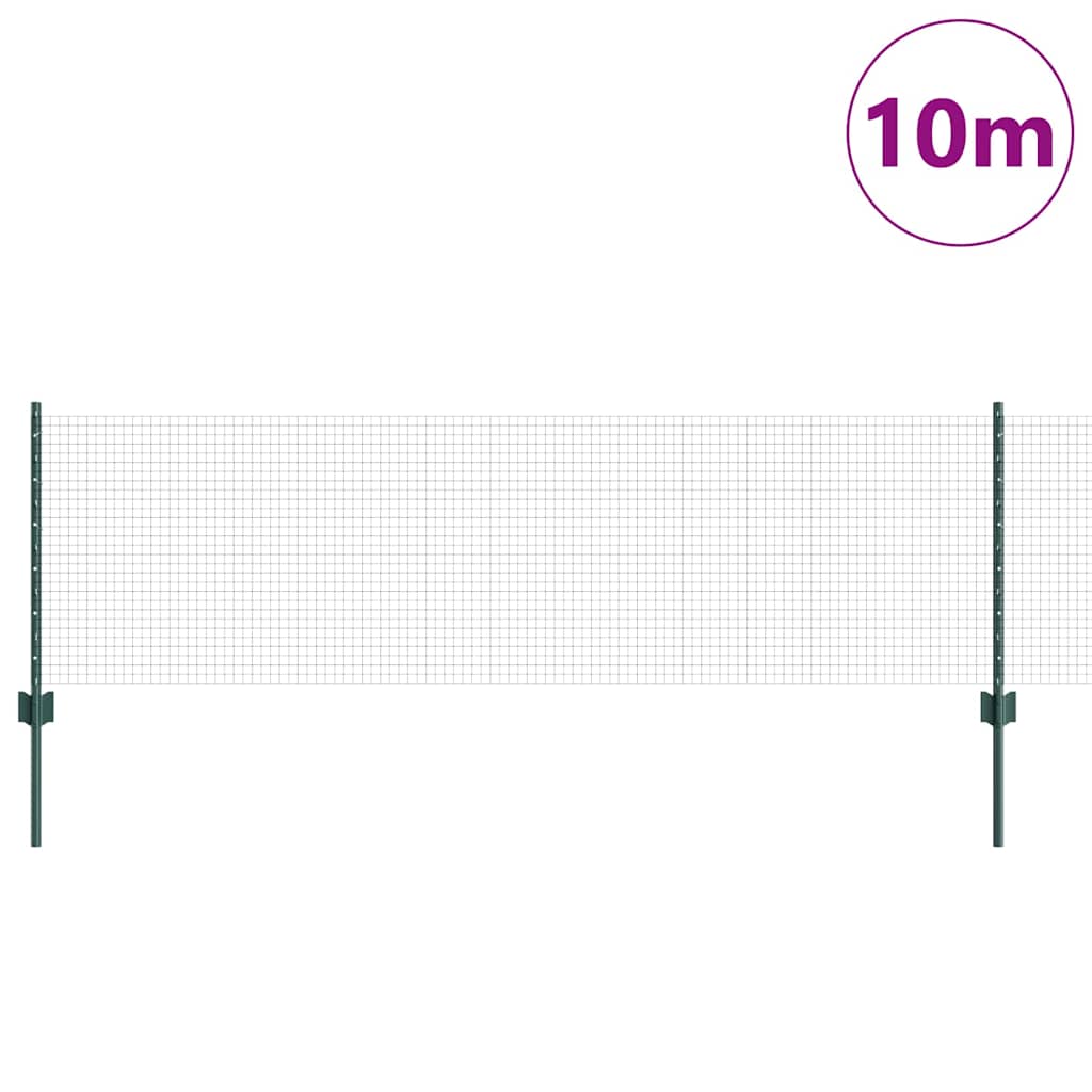 Svejsede trådhegn med stolper 10 x 0,6 m PVC-belagt stål Grøn