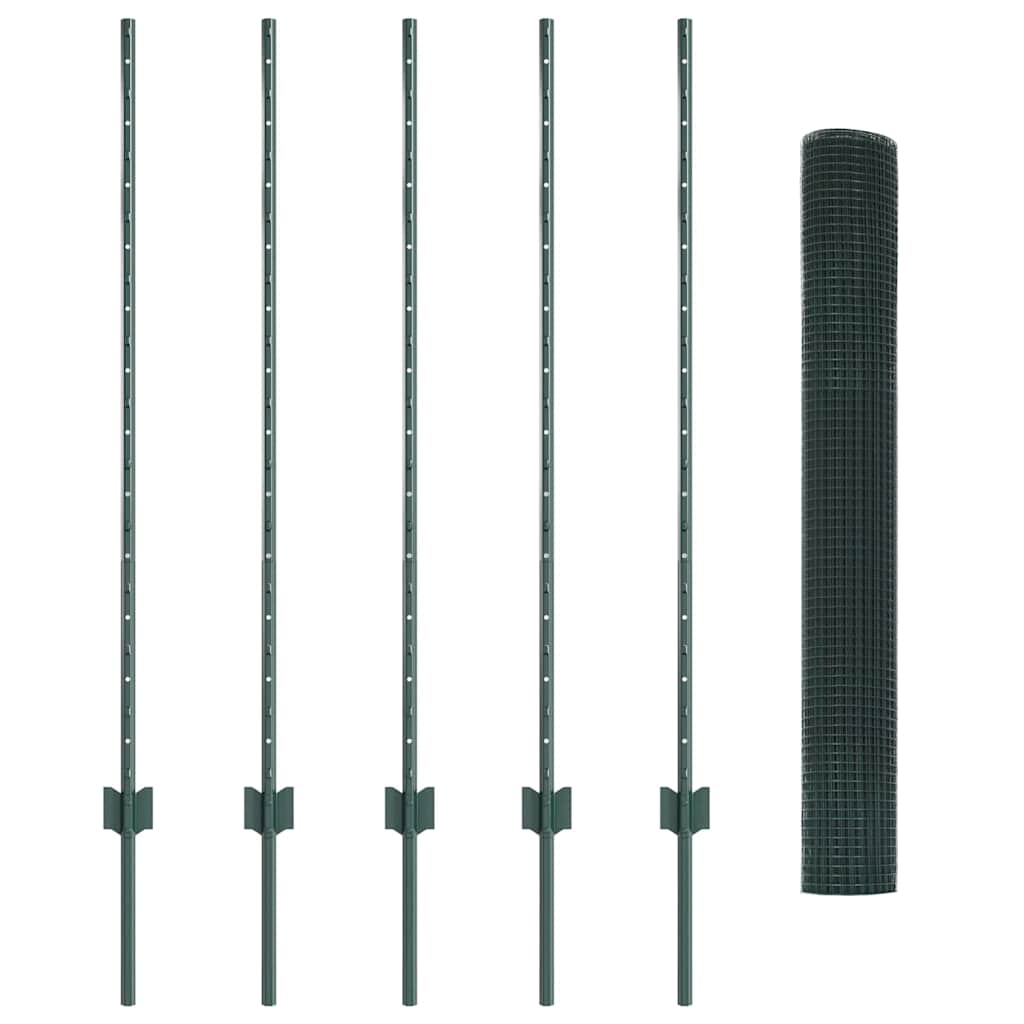 Svejsede trådhegn med stolper 10 x 1,2 m PVC-belagt stål Grøn