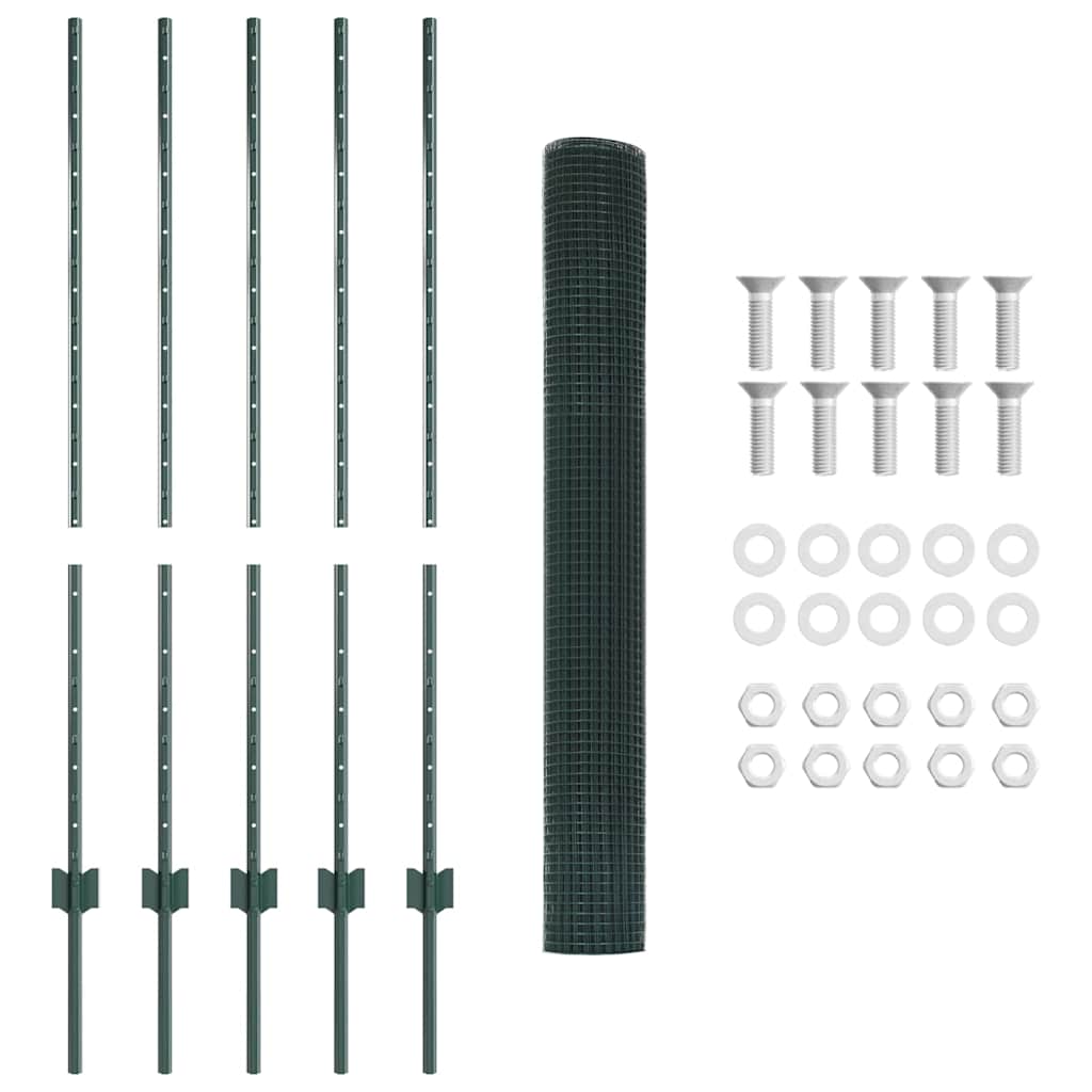 Svejsede trådhegn med stolper 10 x 1,2 m PVC-belagt stål Grøn