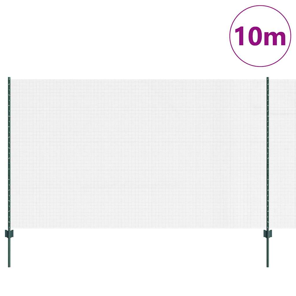 Svejsede trådhegn med stolper 10 x 1,4 m PVC-belagt stål Grøn
