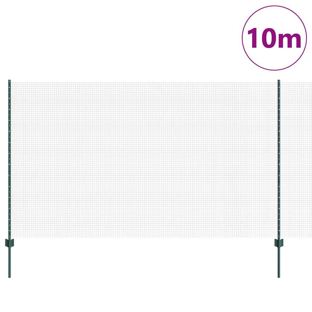 Svejsede trådhegn med stolper 10 x 1,4 m PVC-belagt stål Grøn