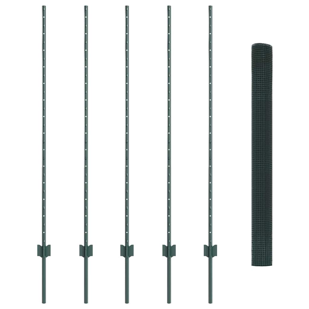 Svejsede trådhegn med stolper 10 x 1,4 m PVC-belagt stål Grøn