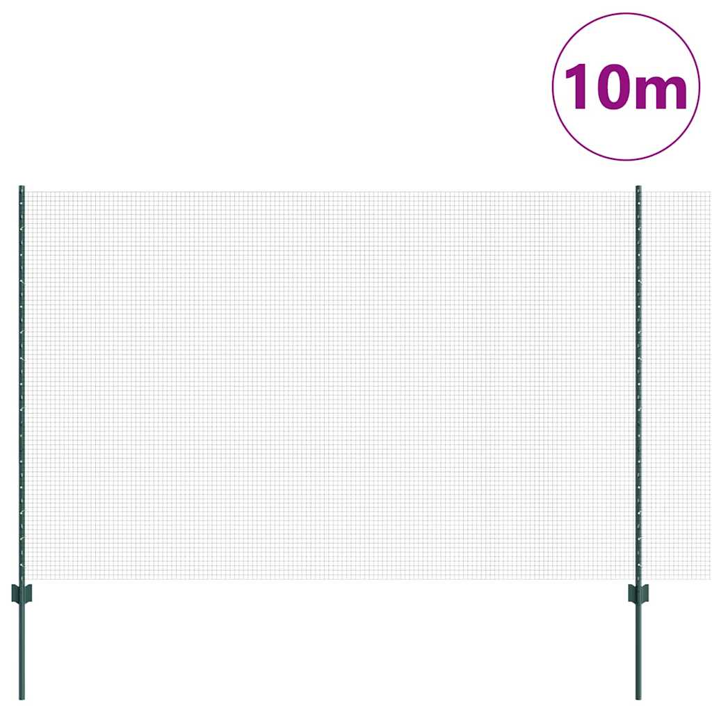 Svejsede trådhegn med stolper 10 x 1,5 m PVC-belagt stål Grøn