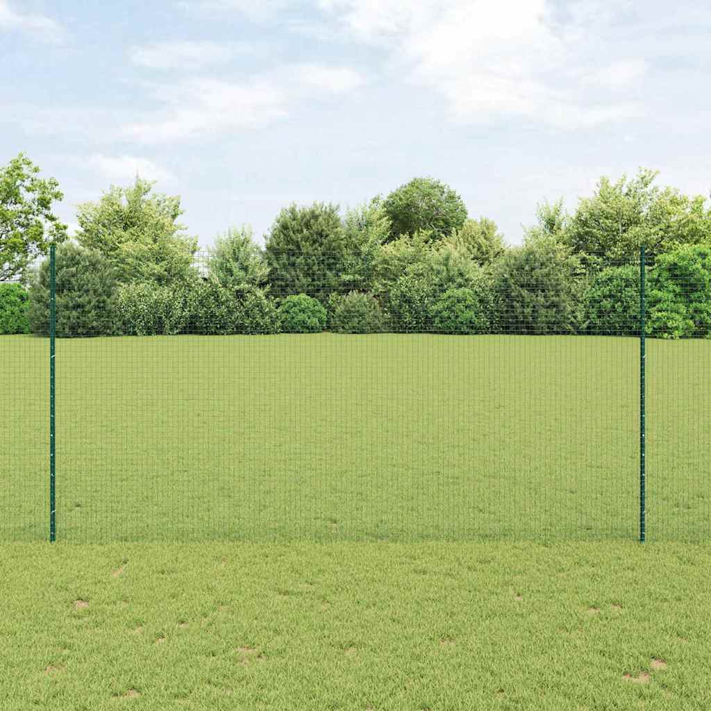 Svejsede trådhegn med stolper 10 x 1,5 m Galvaniseret stål Grøn