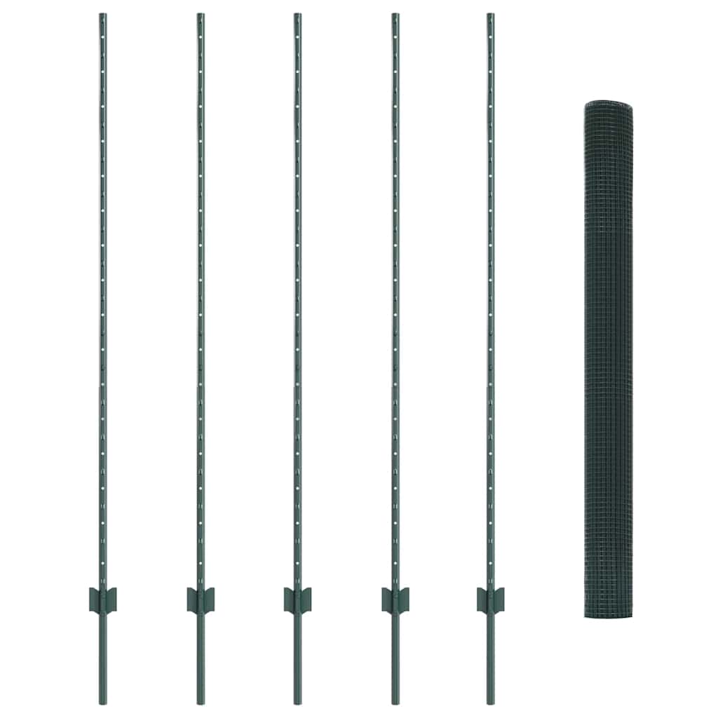 Svejsede trådhegn med stolper 10 x 1,6 m PVC-belagt stål Grøn