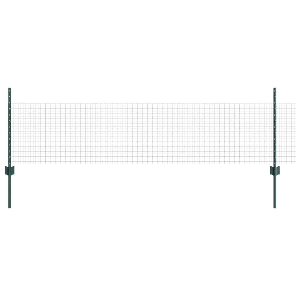 Svejsede trådhegn med stolper 25 x 0,5 m Galvaniseret stål Grøn