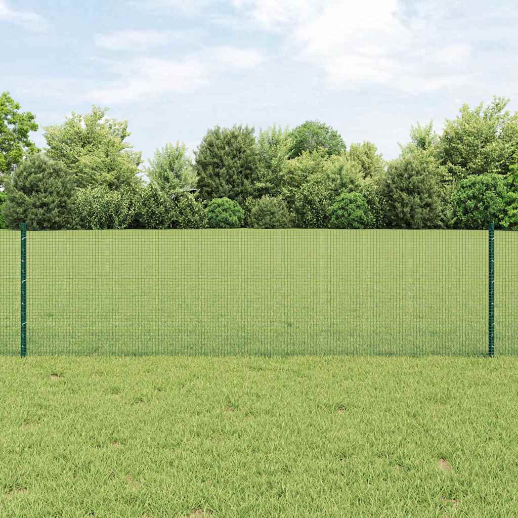 Svejsede trådhegn med stolper 25 x 0,6 m PVC-belagt stål Grøn