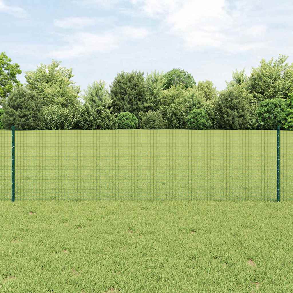 Svejsede trådhegn med stolper 25 x 0,6 m PVC-belagt stål Grøn