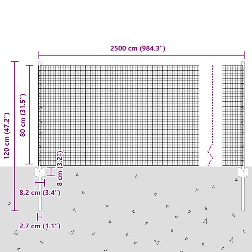 Svejsede trådhegn med stolper 25 x 0,8 m PVC-belagt stål Grøn