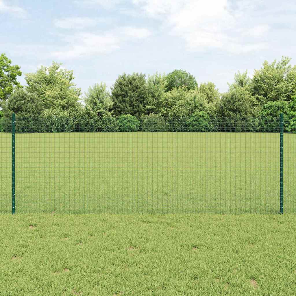Svejsede trådhegn med stolper 25 x 0,8 m PVC-belagt stål Grøn
