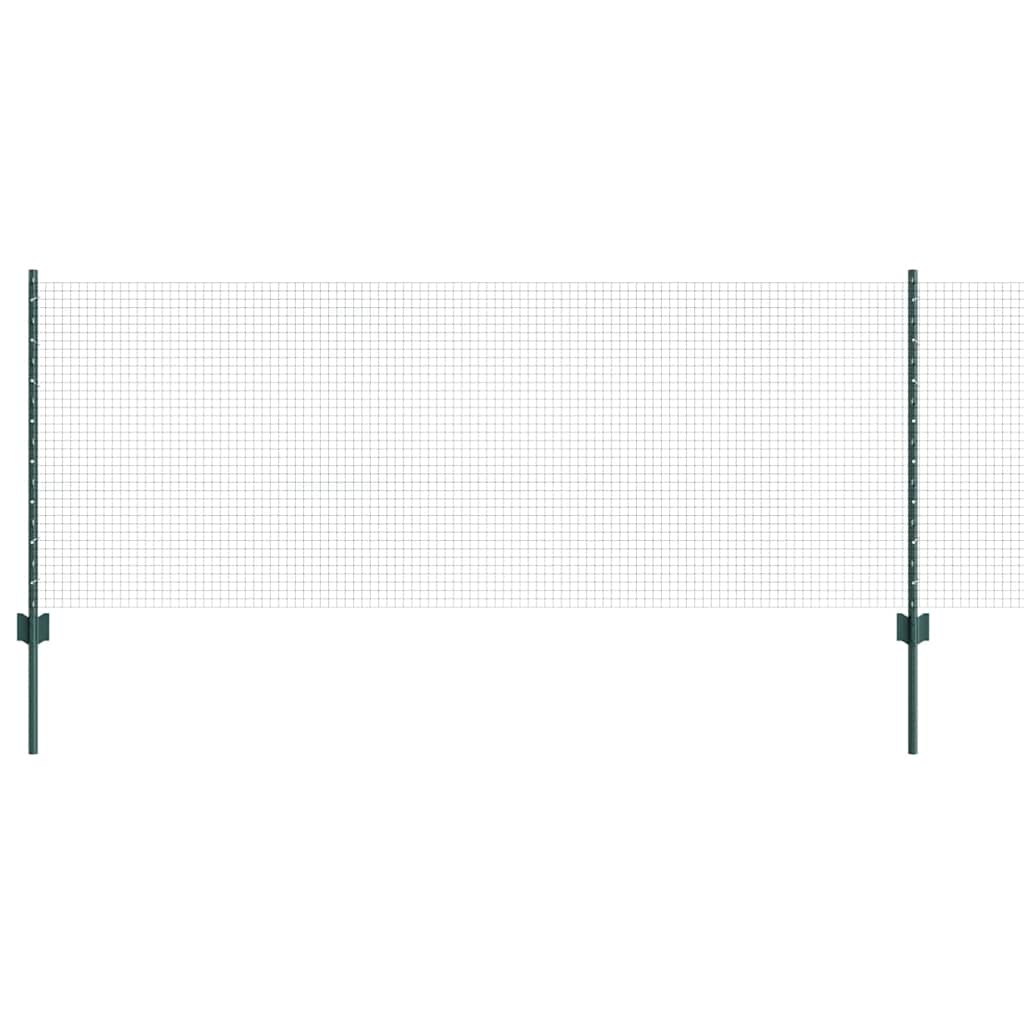 Svejsede trådhegn med stolper 25 x 0,8 m PVC-belagt stål Grøn