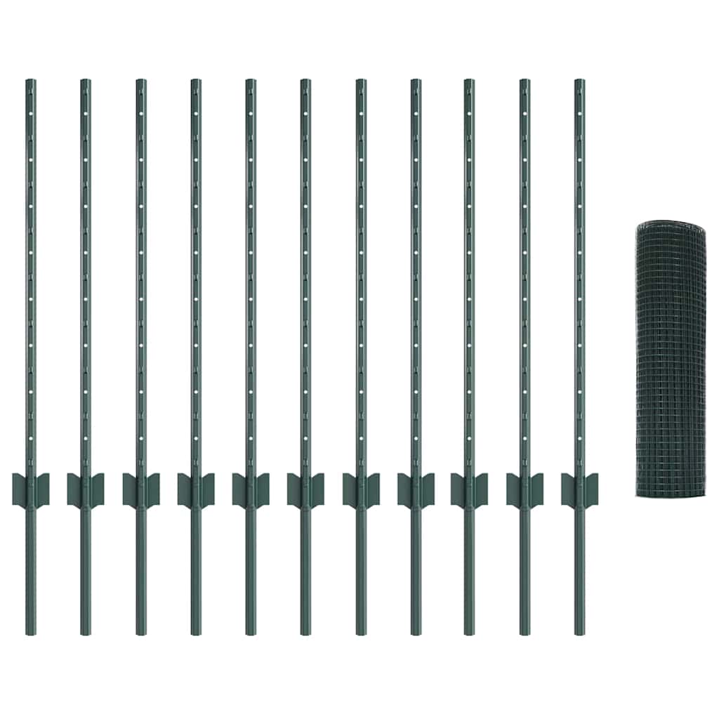 Svejsede trådhegn med stolper 25 x 0,8 m PVC-belagt stål Grøn