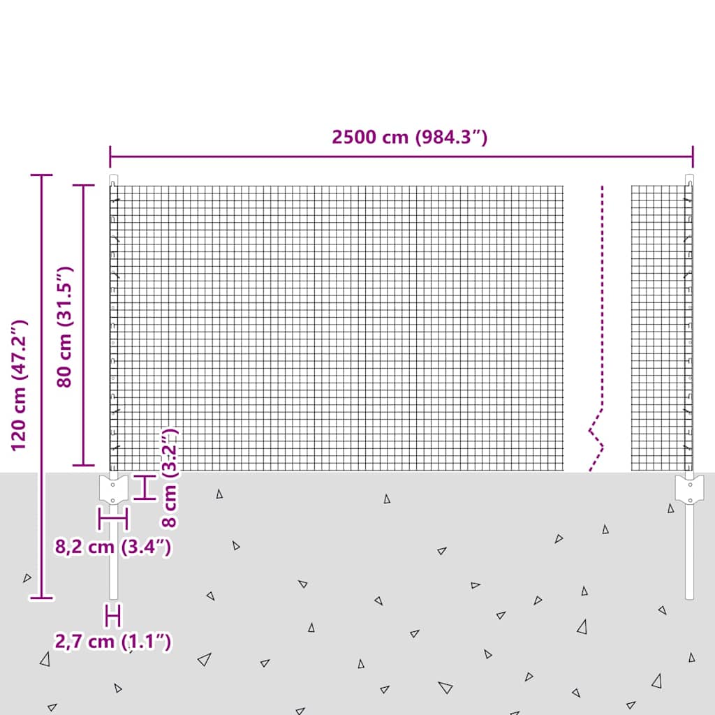Svejsede trådhegn med stolper 25 x 0,8 m PVC-belagt stål Grøn