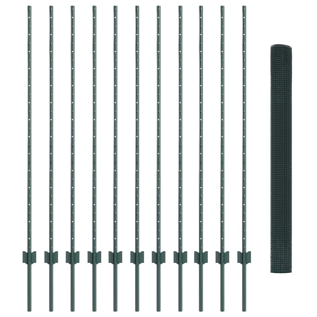Svejsede trådhegn med stolper 25 x 1,4 m PVC-belagt stål Grøn