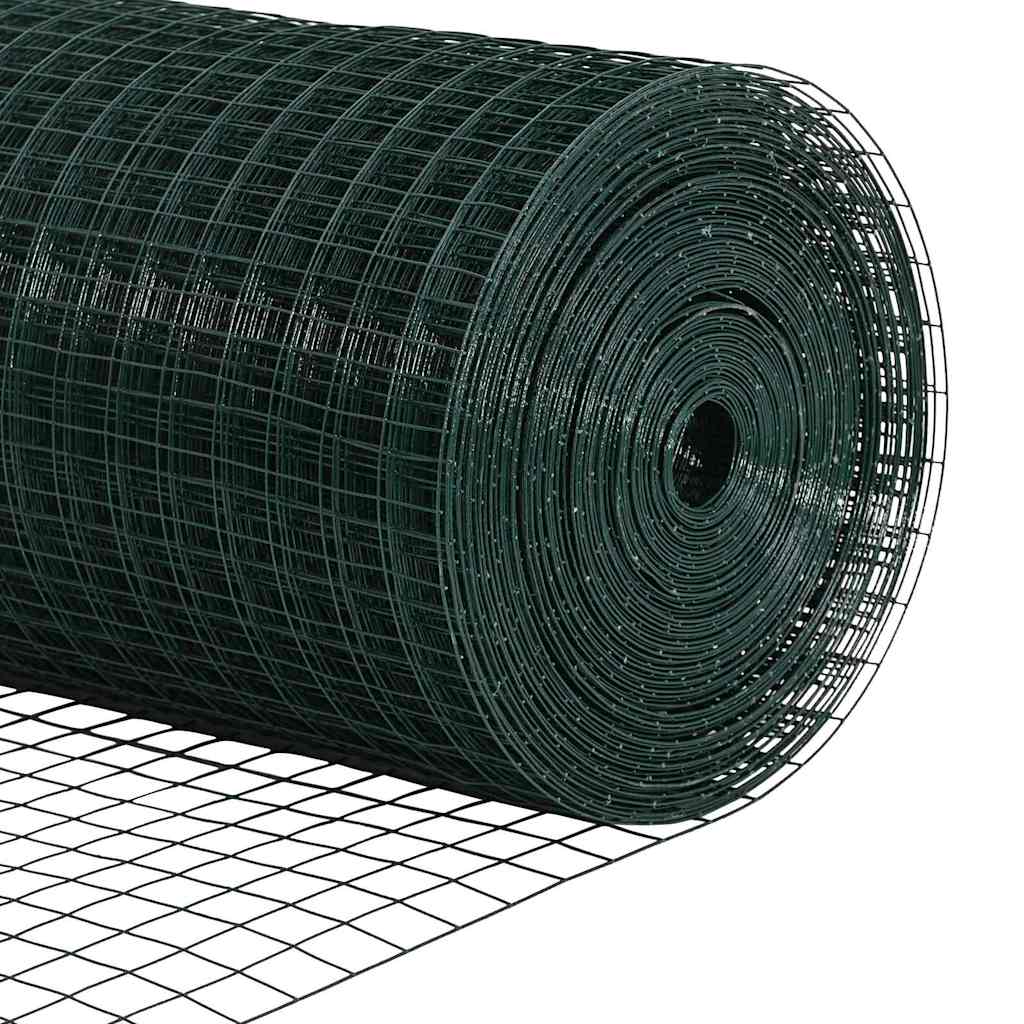 Svejsede trådhegn med stolper 25 x 1,4 m PVC-belagt stål Grøn
