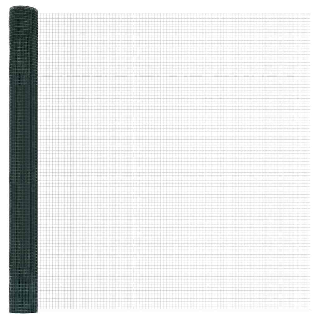 Svejsede trådhegn med stolper 25 x 1,5 m PVC-belagt stål Grøn