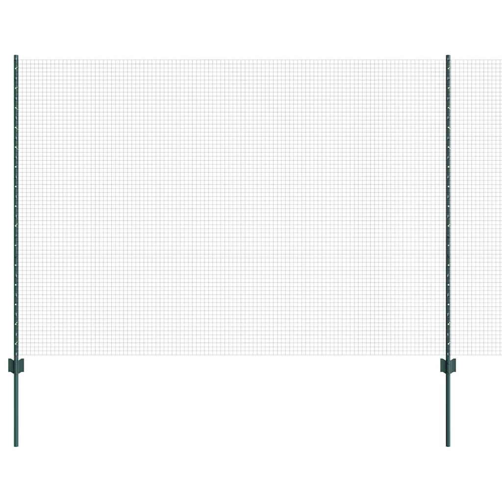 Svejsede trådhegn med stolper 25 x 1,5 m Galvaniseret stål Grøn
