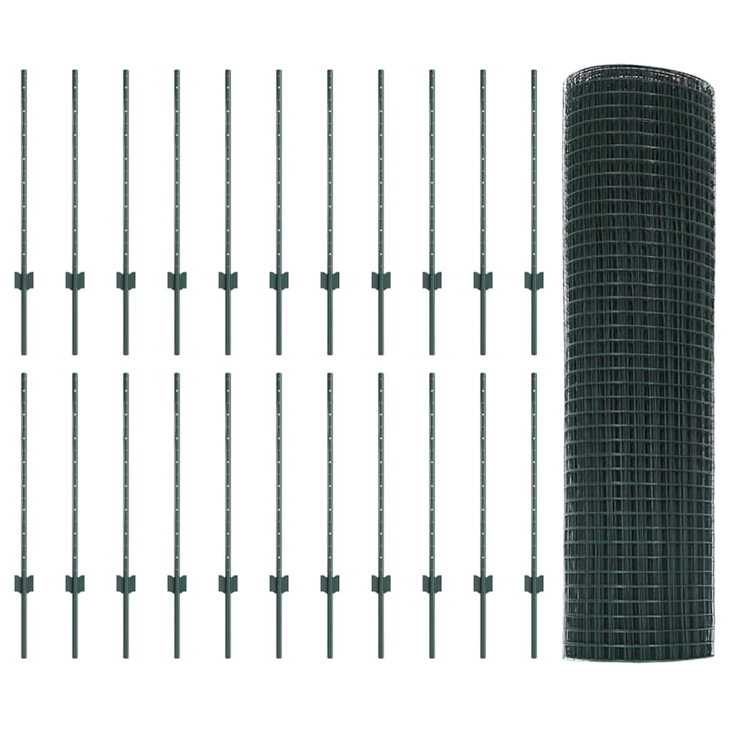 Svejsede trådhegn med stolper 50 x 0,8 m PVC-belagt stål Grøn